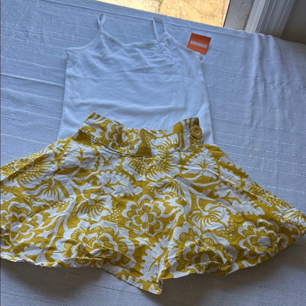 Floral Yellow and White Skirt